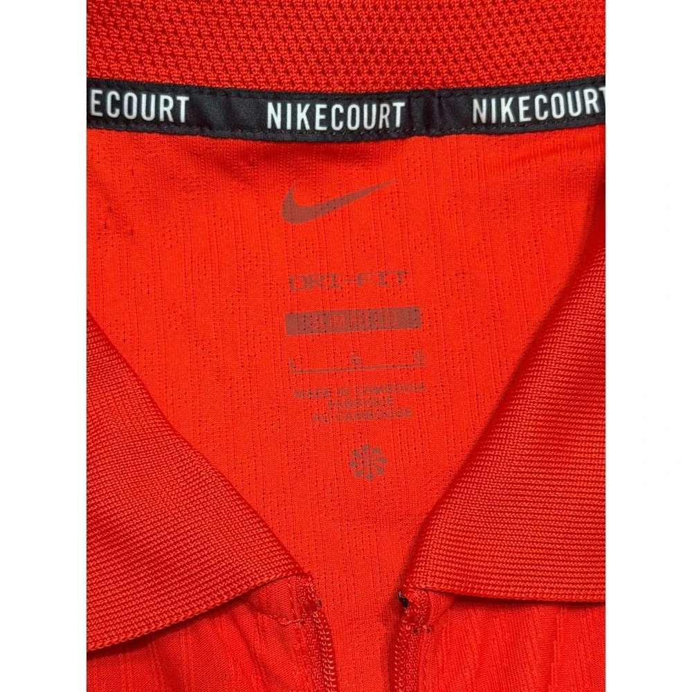 Nike Court Slam ADV Dri-FIT 1/4 Zip Tennis Polo Red Slim Fit (HQ0792-673) Sz L